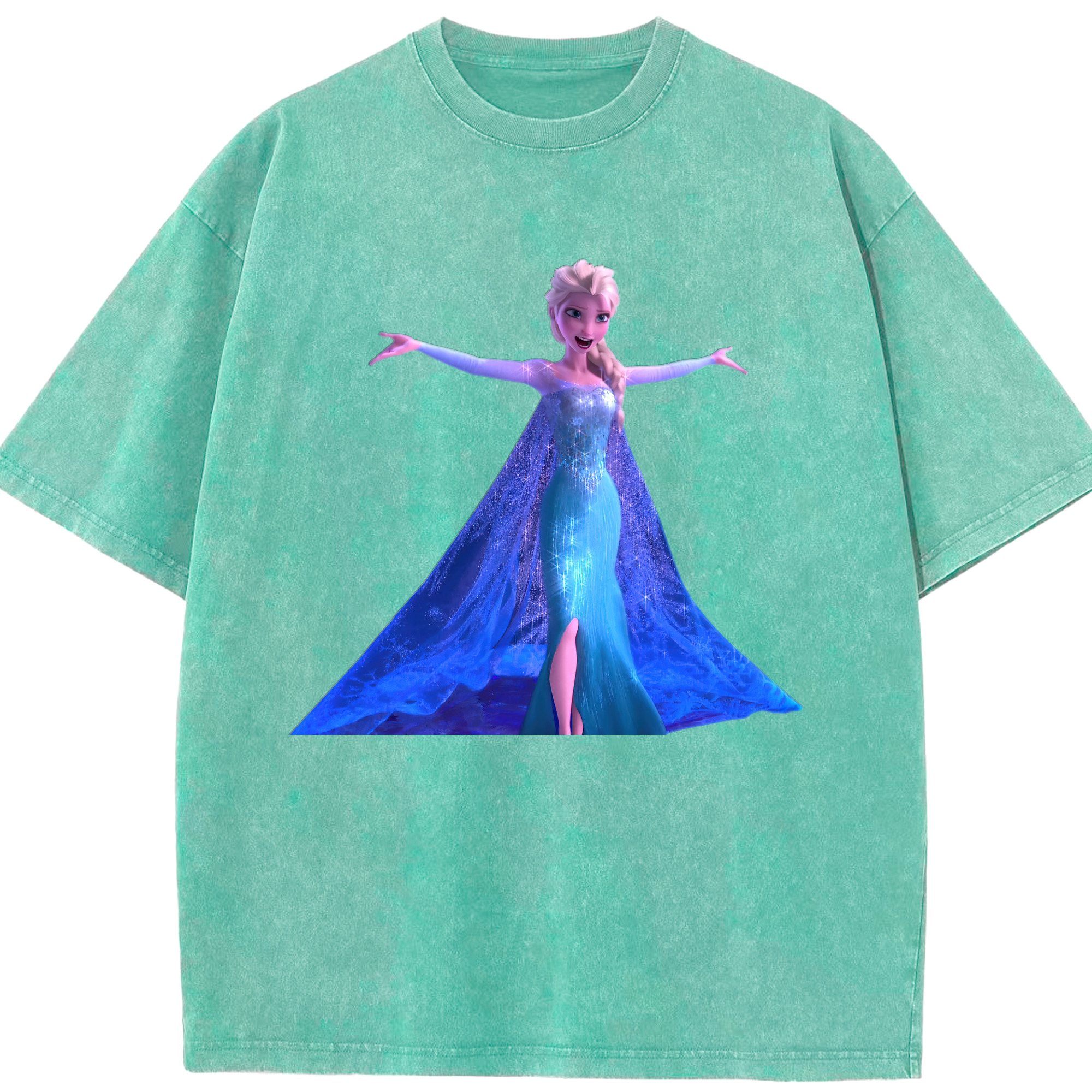 （画像用） アナと雪の女王 アンナ エルサ Frozen Anna Elsa 綿100% ヴィンテージ風 半袖Tシャツ（フロントプリント）